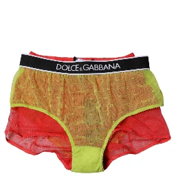 Red Yellow Tulle Mid Waist Panty Underwear