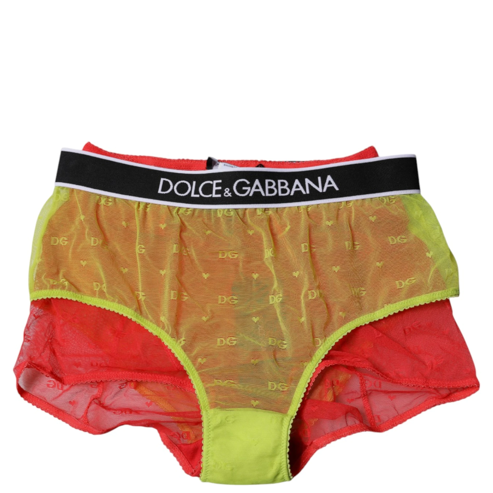Red Yellow Tulle Mid Waist Panty Underwear