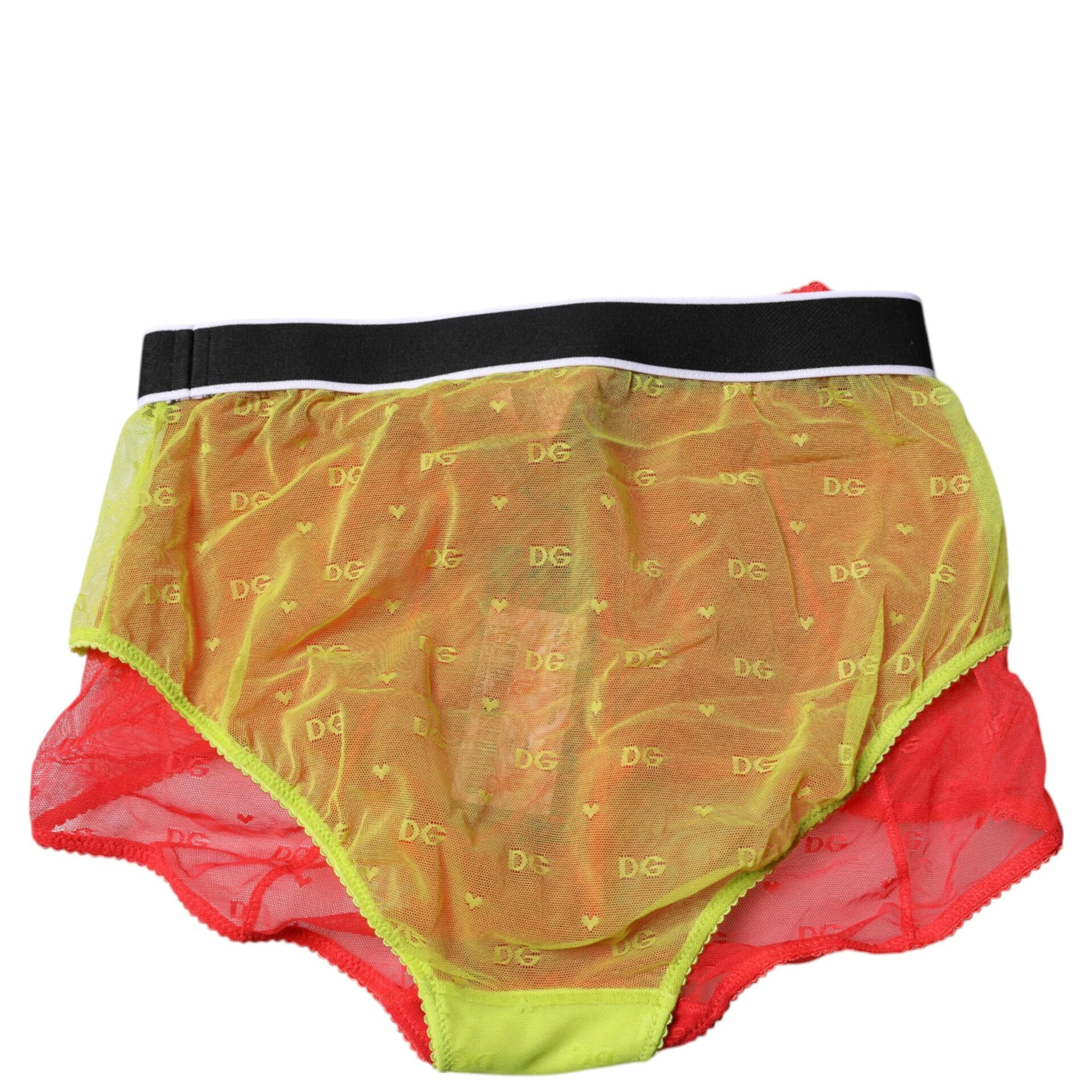 Red Yellow Tulle Mid Waist Panty Underwear