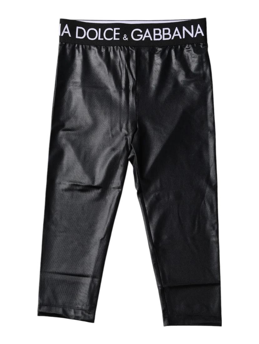 Black Logo Nylon Cropped Tights Pants Underwear