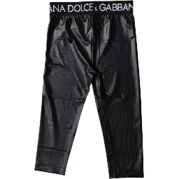 Black Logo Nylon Cropped Tights Pants Underwear