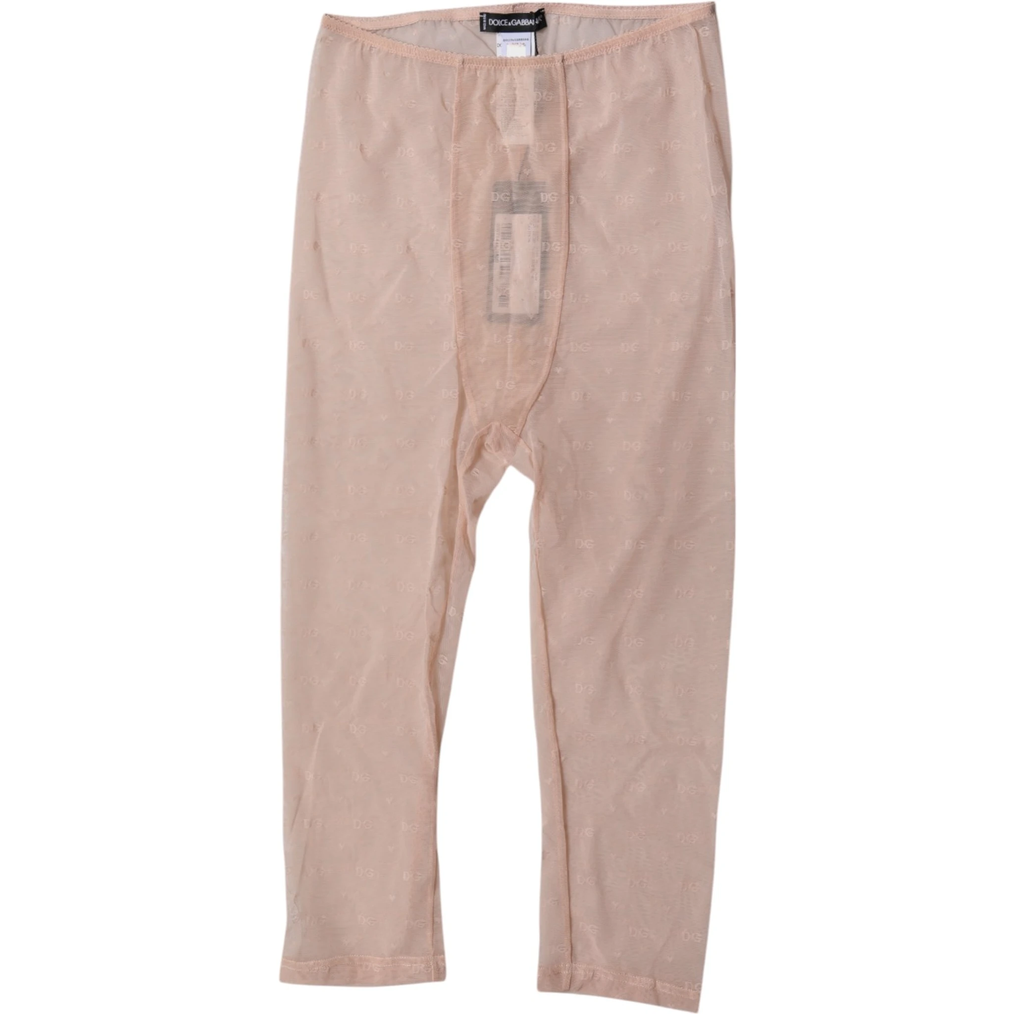 Beige Logo Lace Lingerie Cropped Tights Underwear