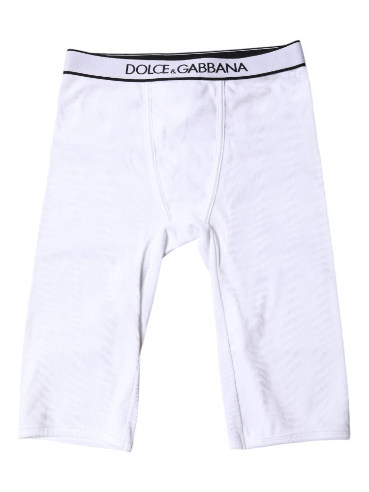 White Logo Cotton Cropped Tights Underwear