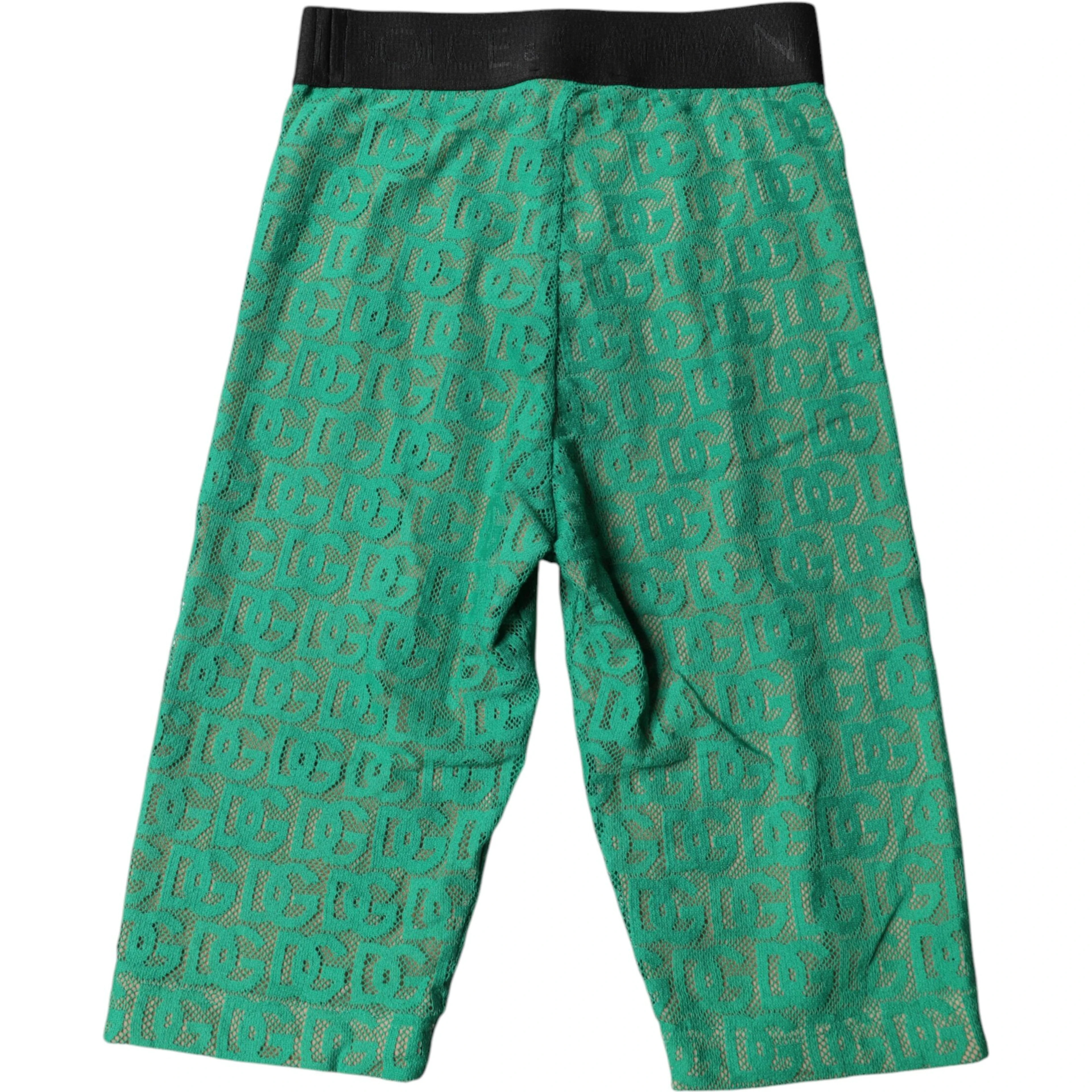 Green Logo Monogram Cropped Tights Underwear