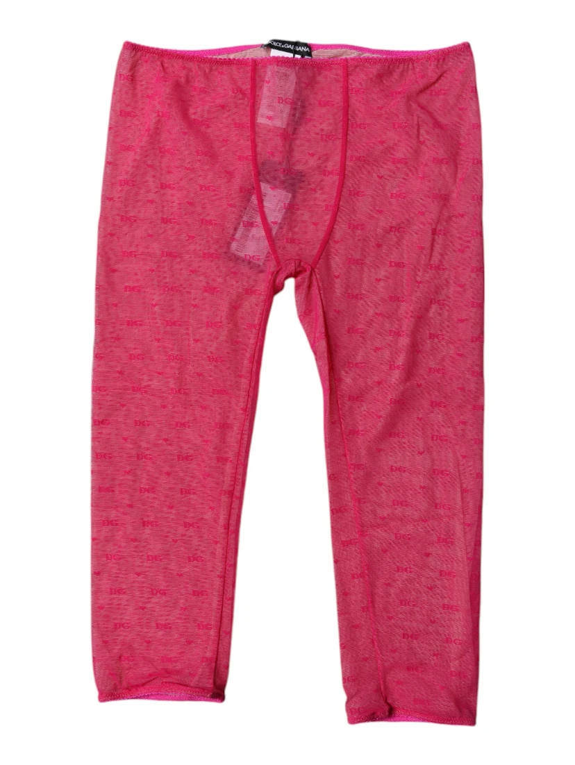 Fuchsia Logo Lace Lingerie Cropped Tight Underwear