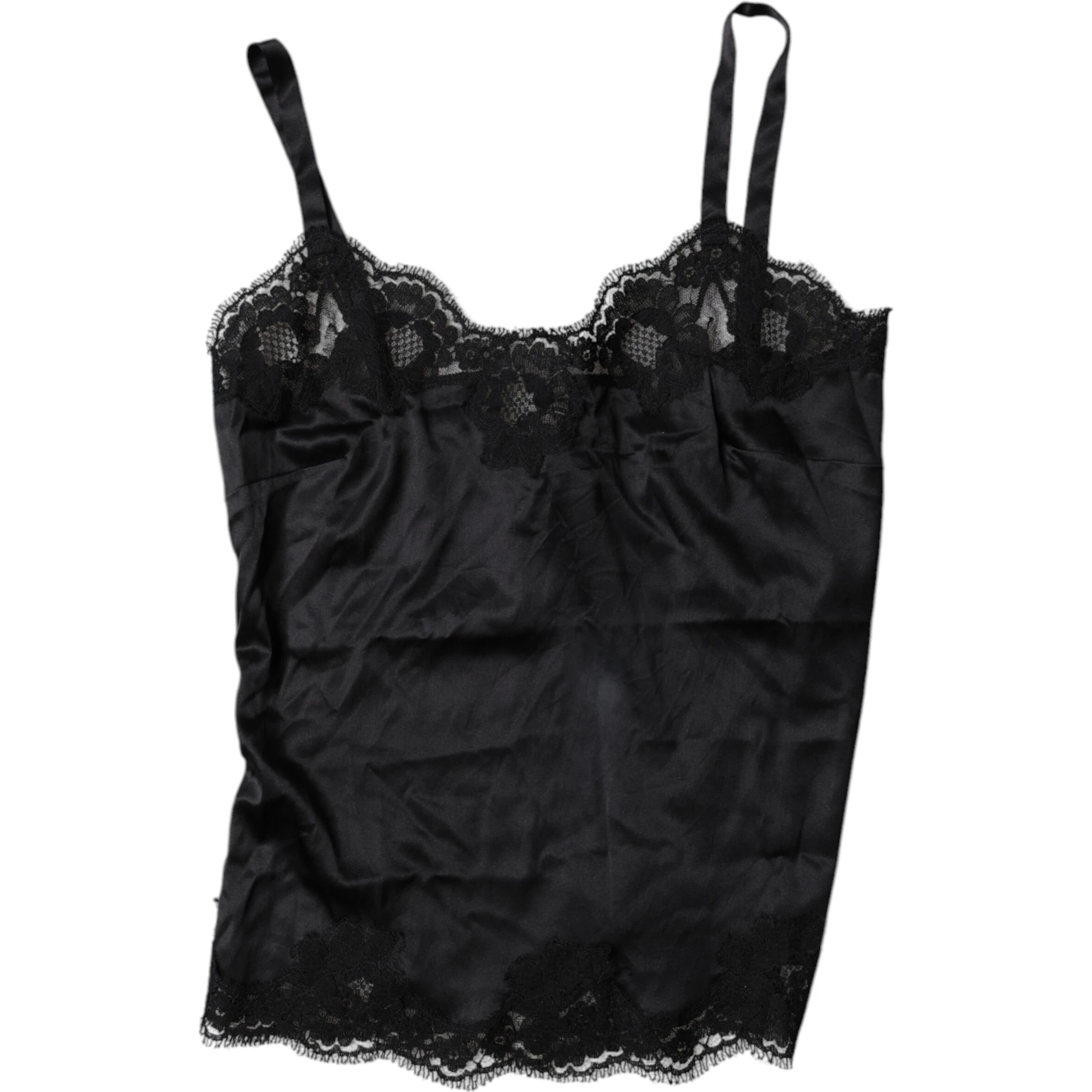 Black Lace Silk Blend Camisole Top Underwear