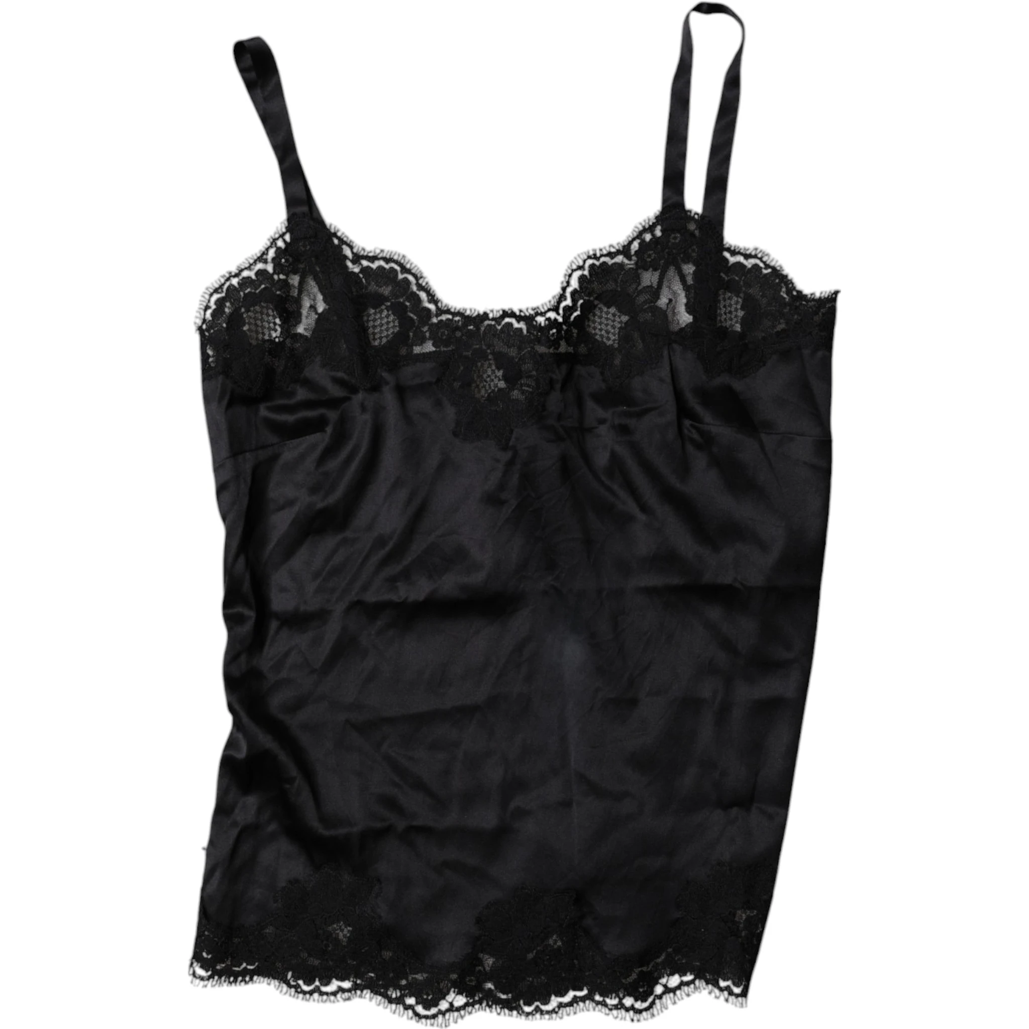 Black Lace Silk Blend Camisole Top Underwear