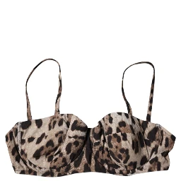 Brown Leopard Nylon Balconcino Bra Underwear