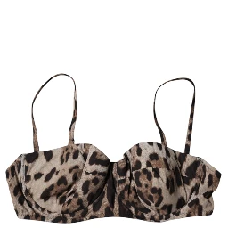 Brown Leopard Nylon Balconcino Bra Underwear