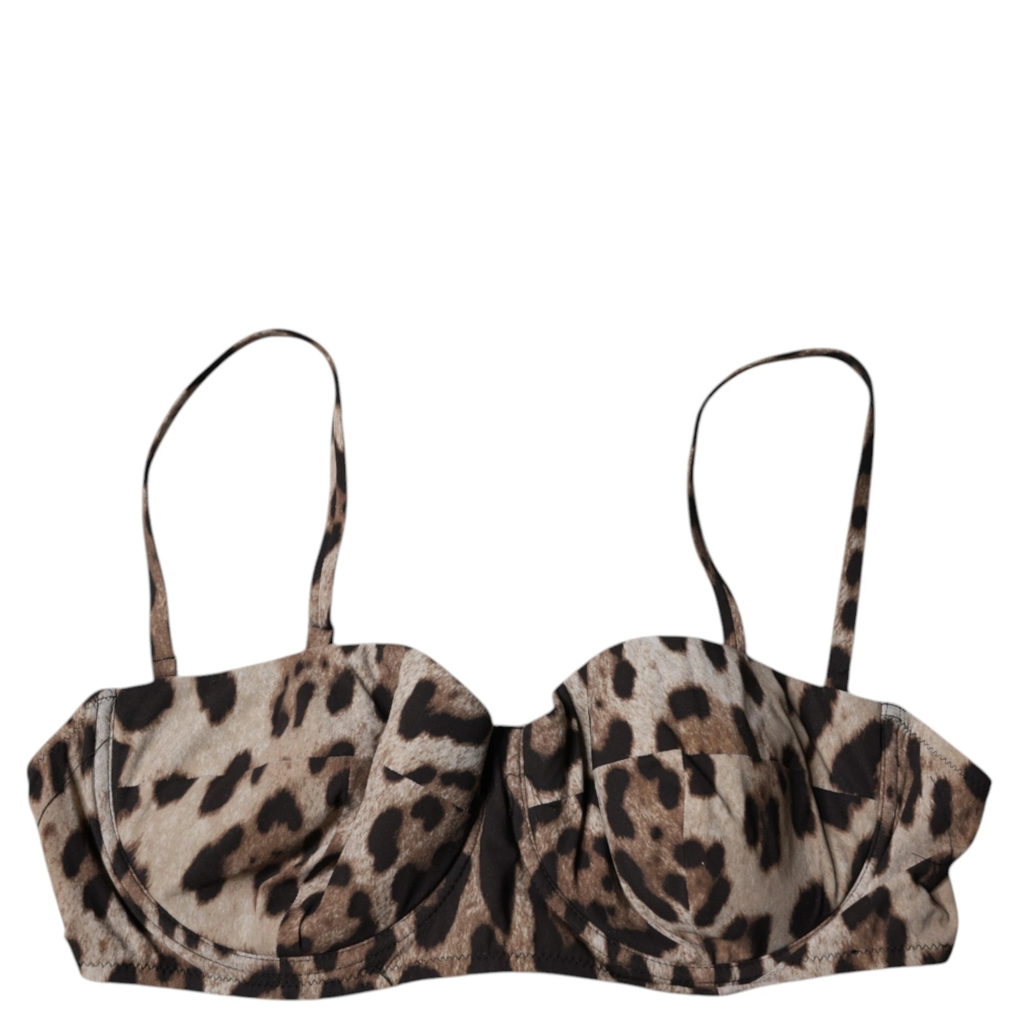 Brown Leopard Nylon Balconcino Bra Underwear