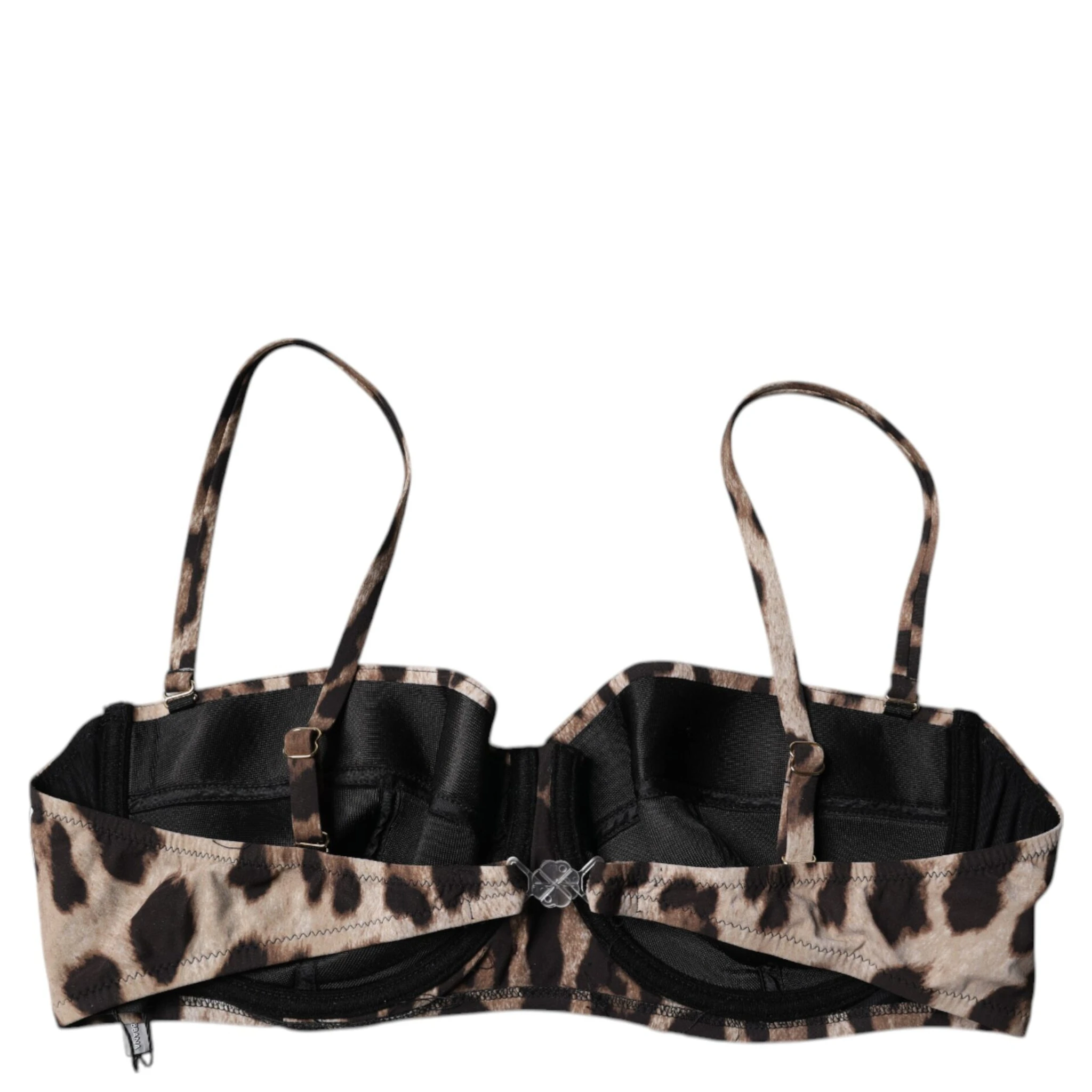 Brown Leopard Nylon Balconcino Bra Underwear