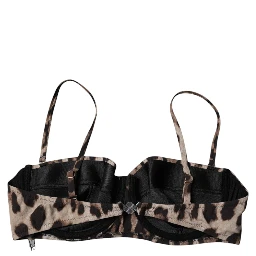 Brown Leopard Nylon Balconcino Bra Underwear