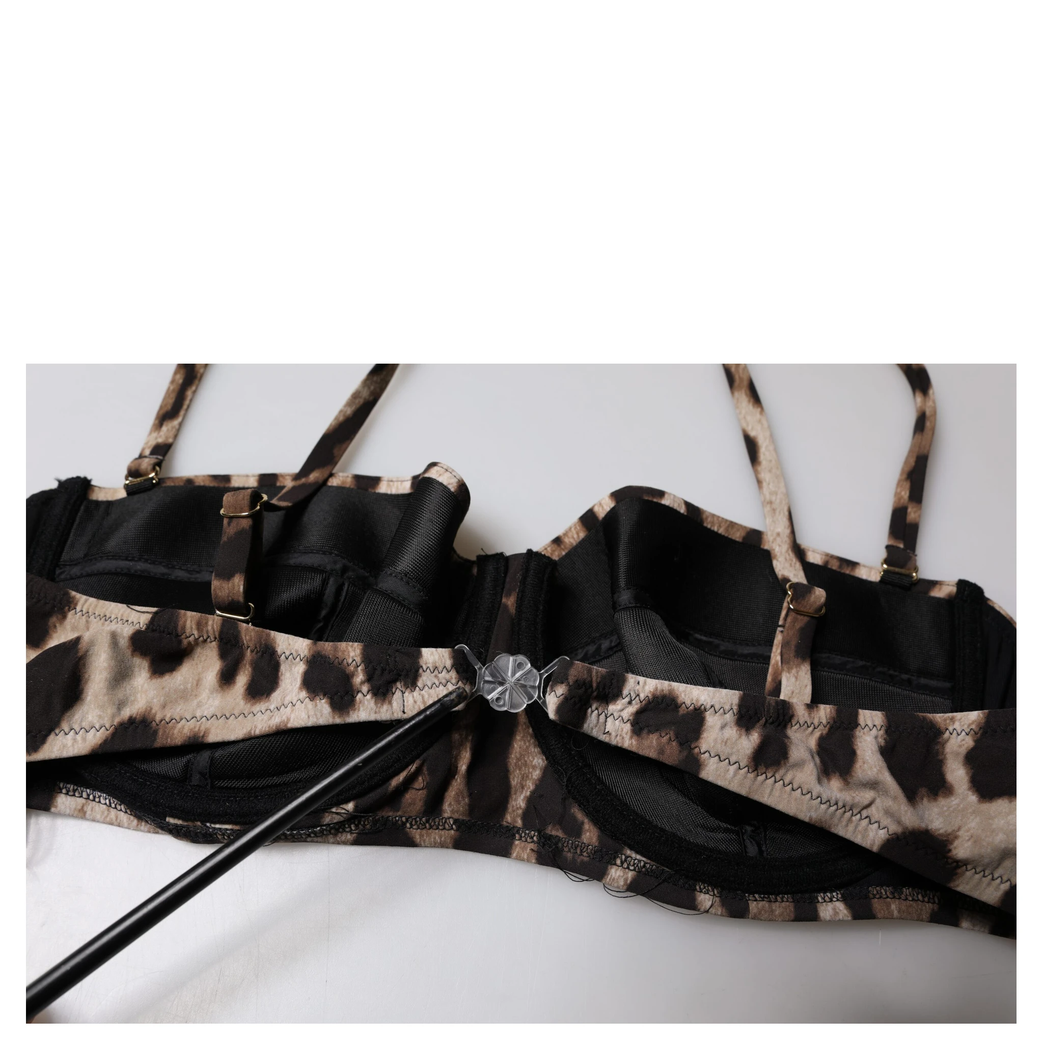 Brown Leopard Nylon Balconcino Bra Underwear
