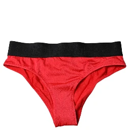 Red Nylon Stretch Mid Waist Panty Underwear