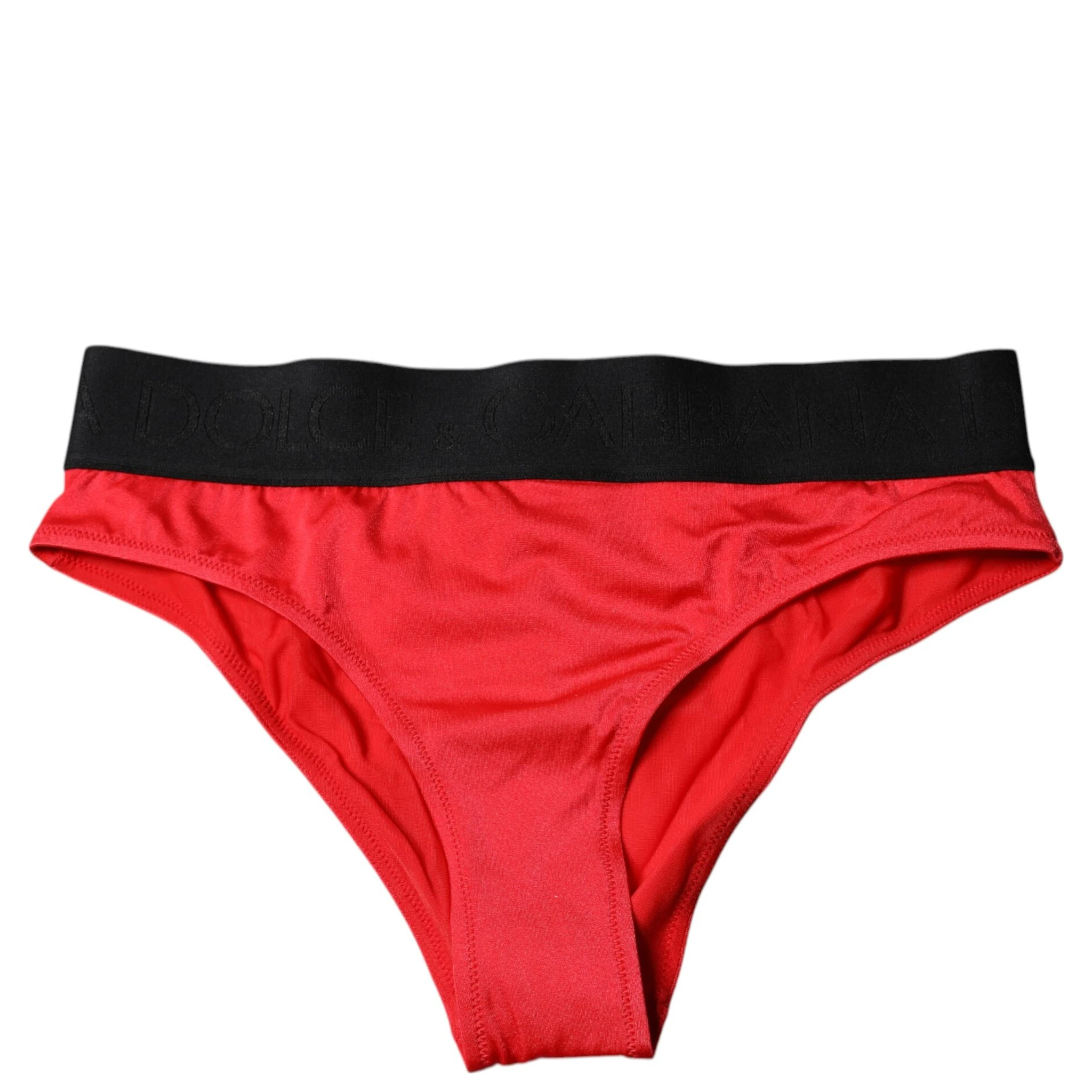 Red Nylon Stretch Mid Waist Panty Underwear