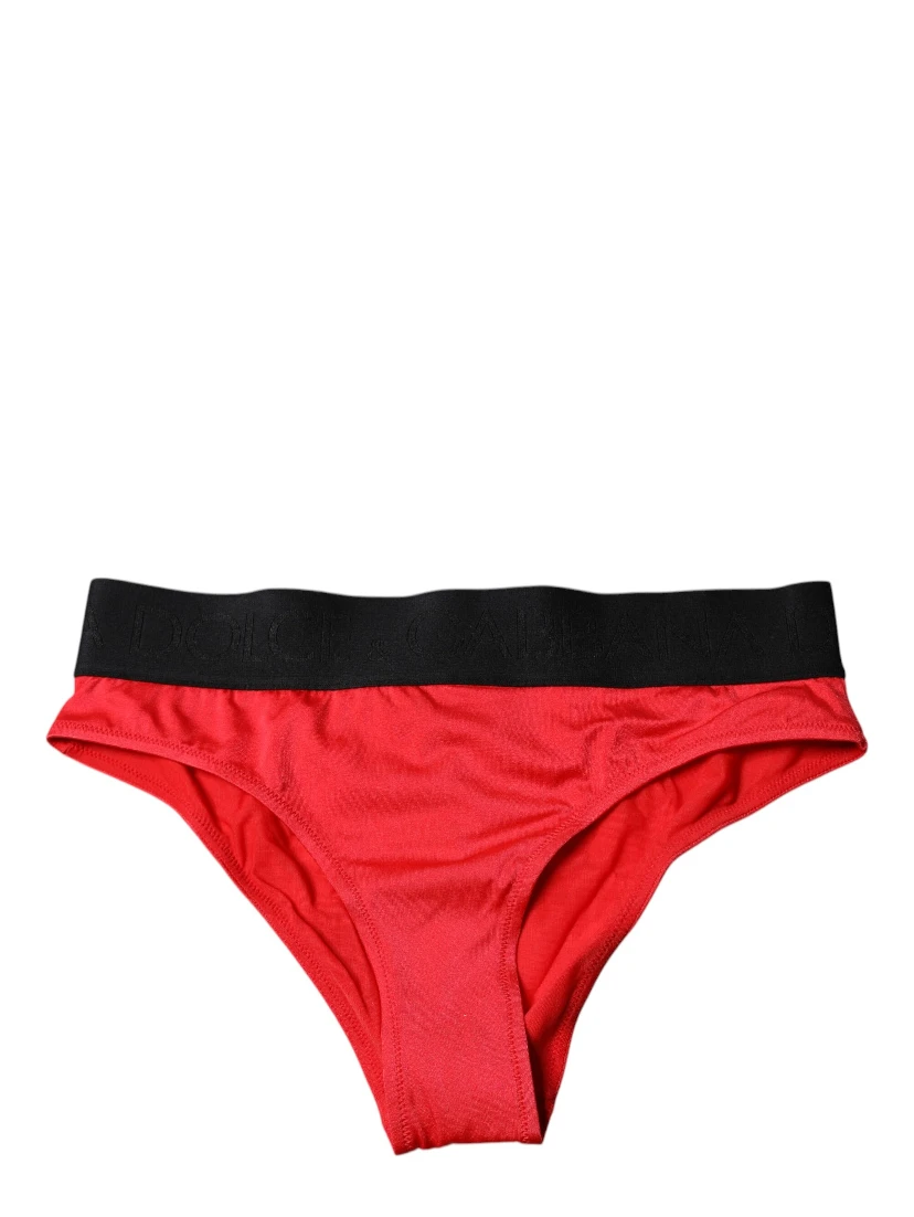 Red Nylon Stretch Mid Waist Panty Underwear