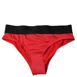 Red Nylon Stretch Mid Waist Panty Underwear