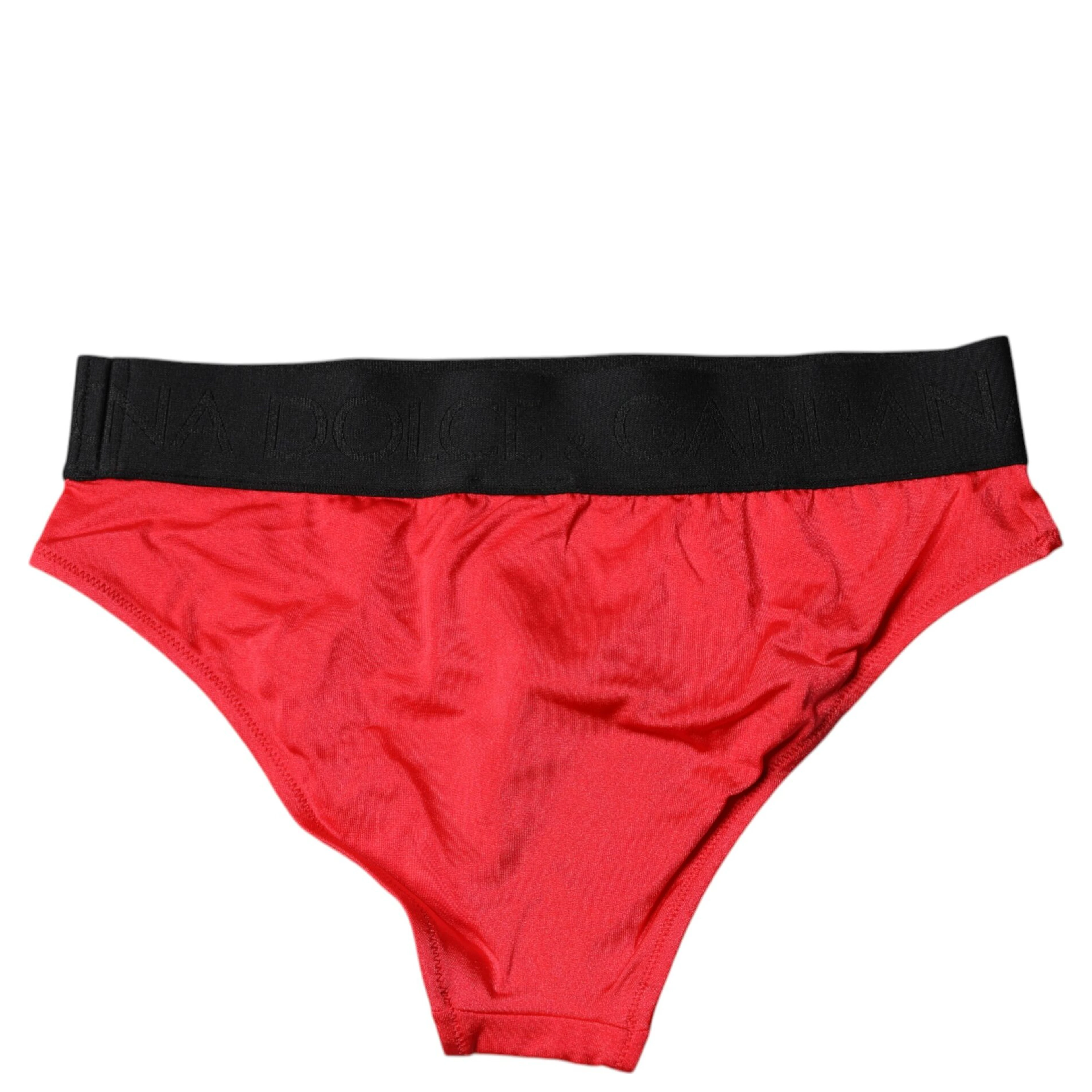 Red Nylon Stretch Mid Waist Panty Underwear