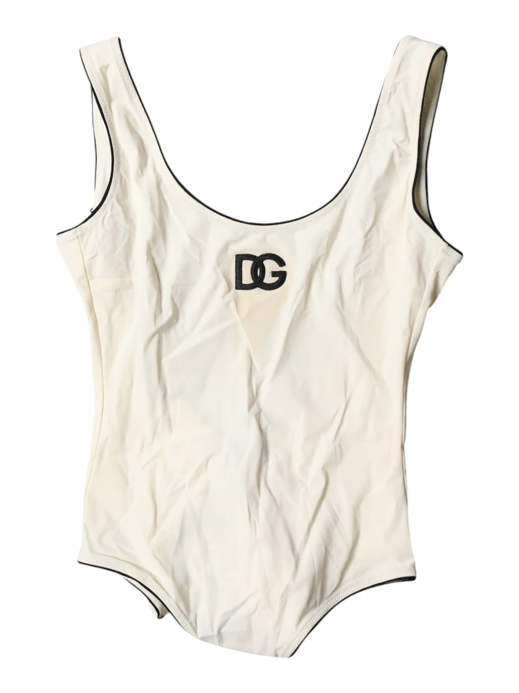 White Black Logo One Piece Beachwear Swimwear