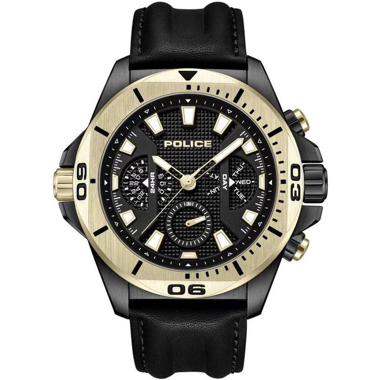 Black Artificial Leather Sport Watch