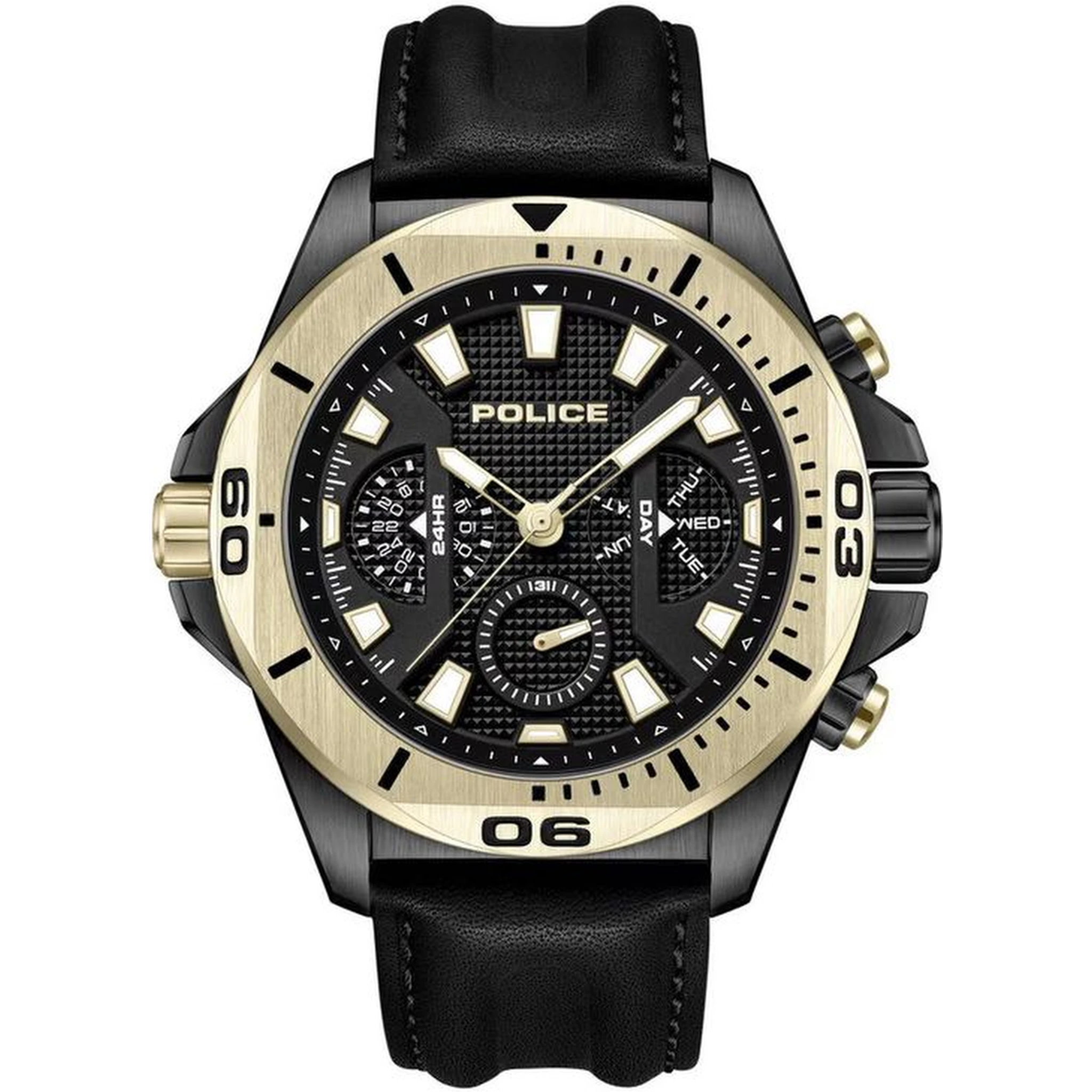 Black Artificial Leather Sport Watch