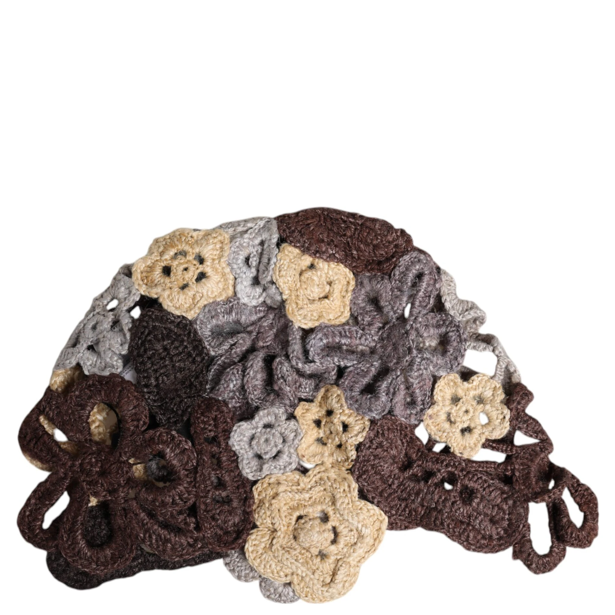 Multicolor Floral Silk Crochet Beanie Hat