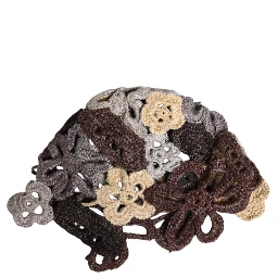 Multicolor Floral Silk Crochet Beanie Hat