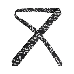 Black White Stripes Silk Adjustable Necktie Tie