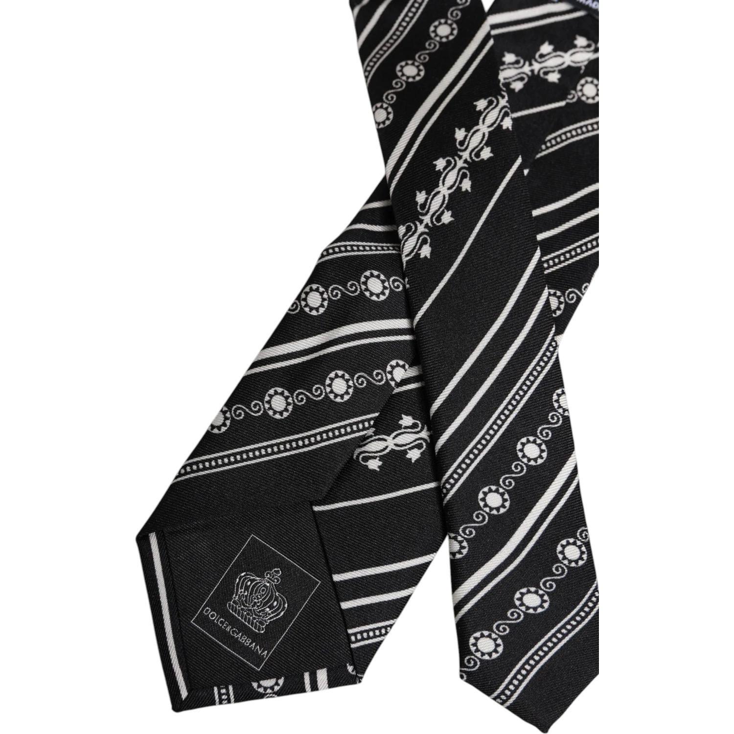Black White Stripes Silk Adjustable Necktie Tie