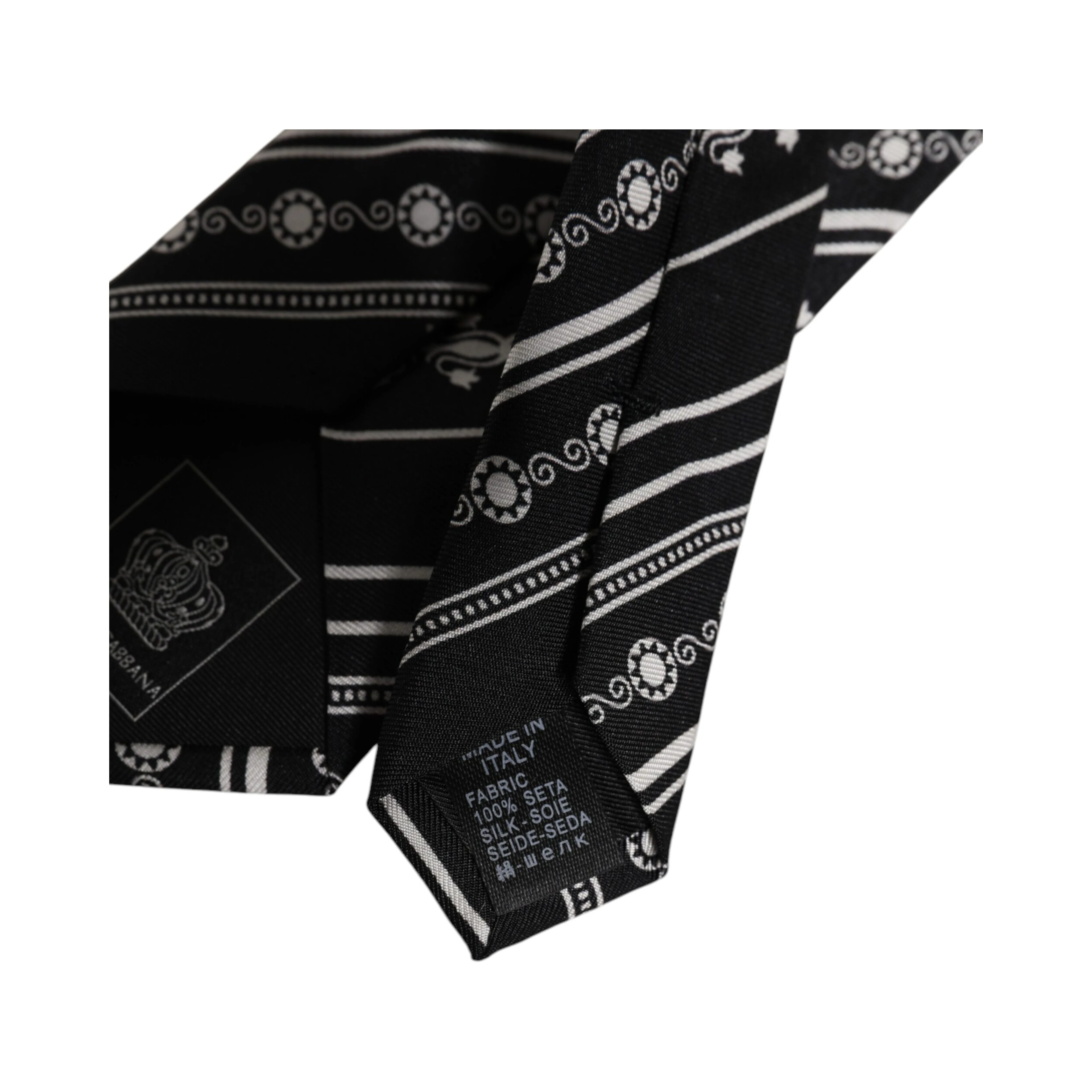 Black White Stripes Silk Adjustable Necktie Tie