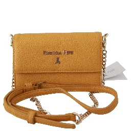 Yellow Logo Leather Shoulder Strap Sling Bag