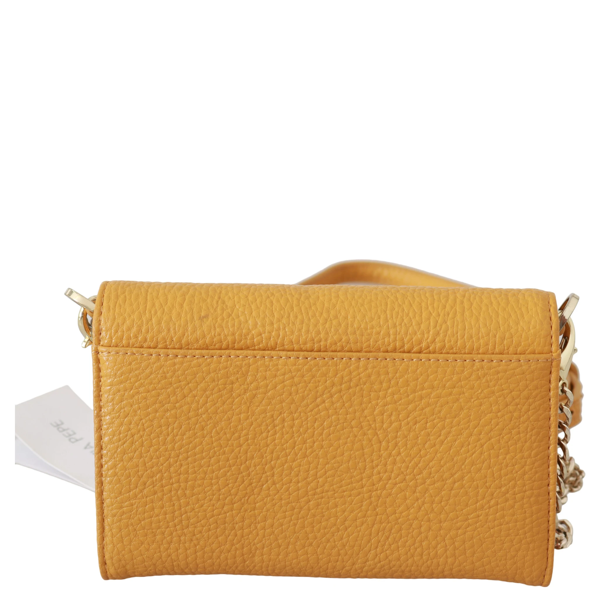 Yellow Logo Leather Shoulder Strap Sling Bag