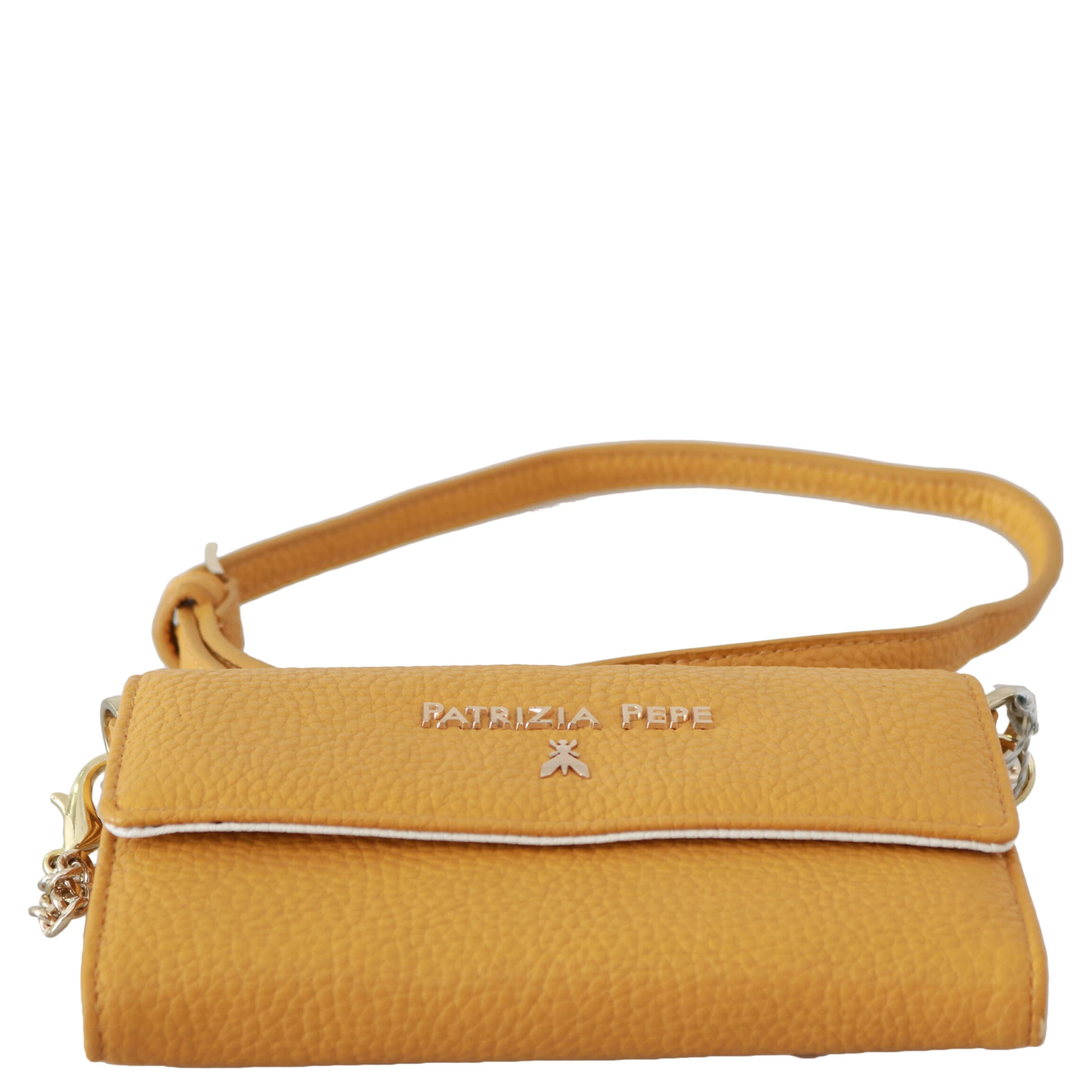 Yellow Logo Leather Shoulder Strap Sling Bag