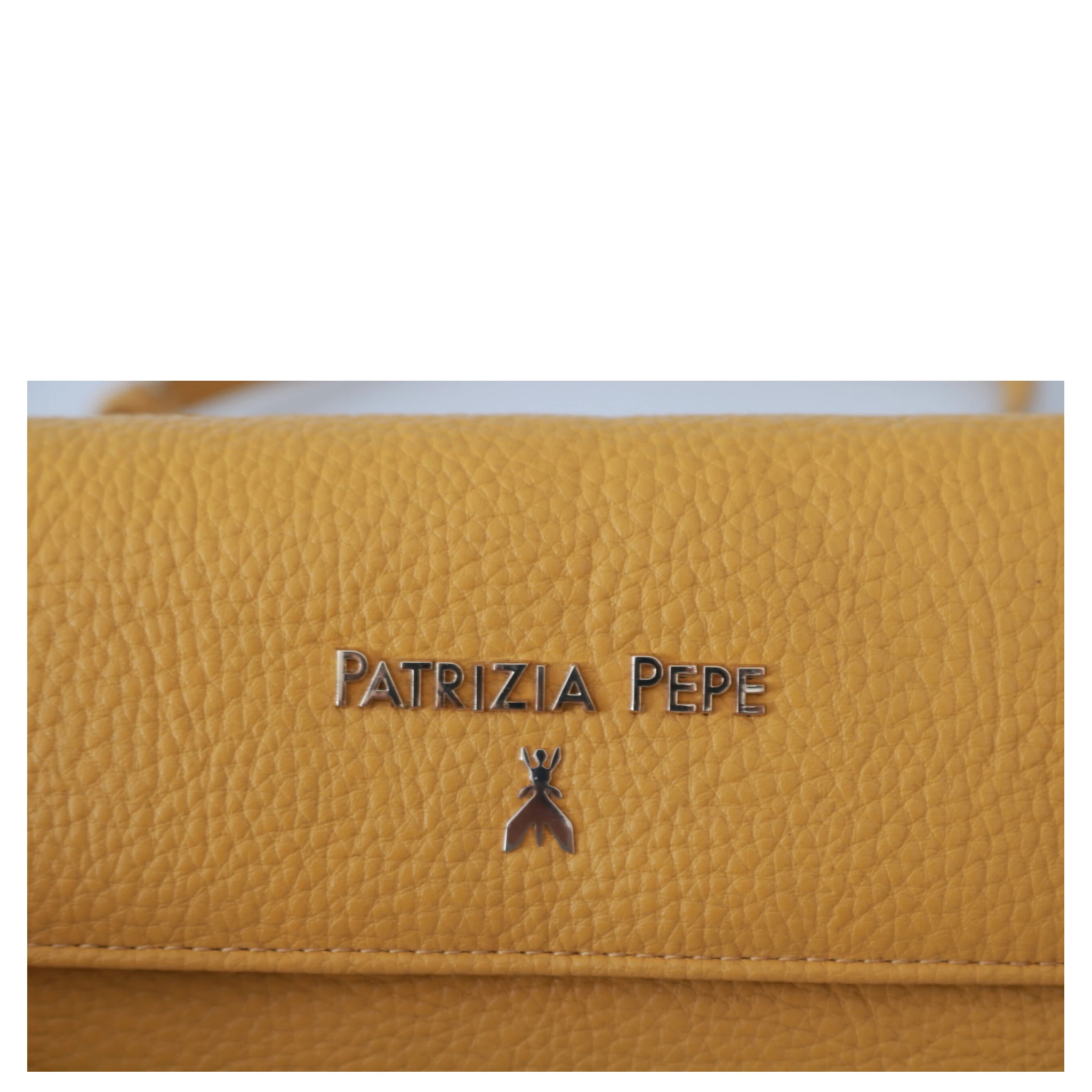 Yellow Logo Leather Shoulder Strap Sling Bag