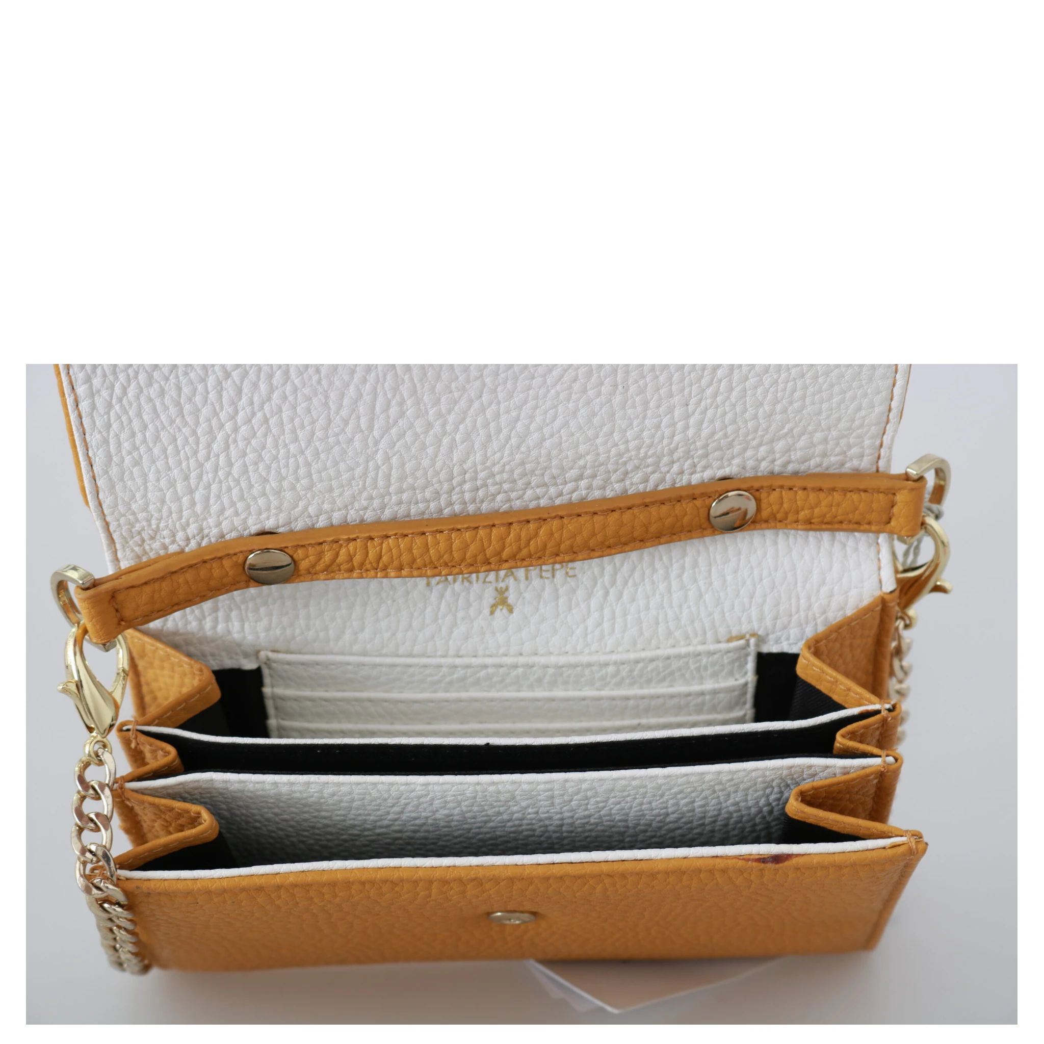 Yellow Logo Leather Shoulder Strap Sling Bag