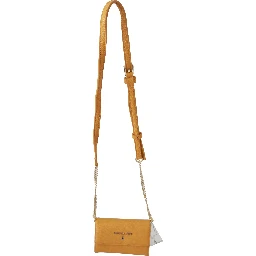 Yellow Logo Leather Shoulder Strap Sling Bag