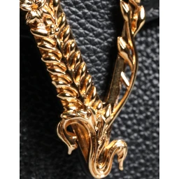 Black Grainy Calf Leather Logo Crossbody Shoulder Bag