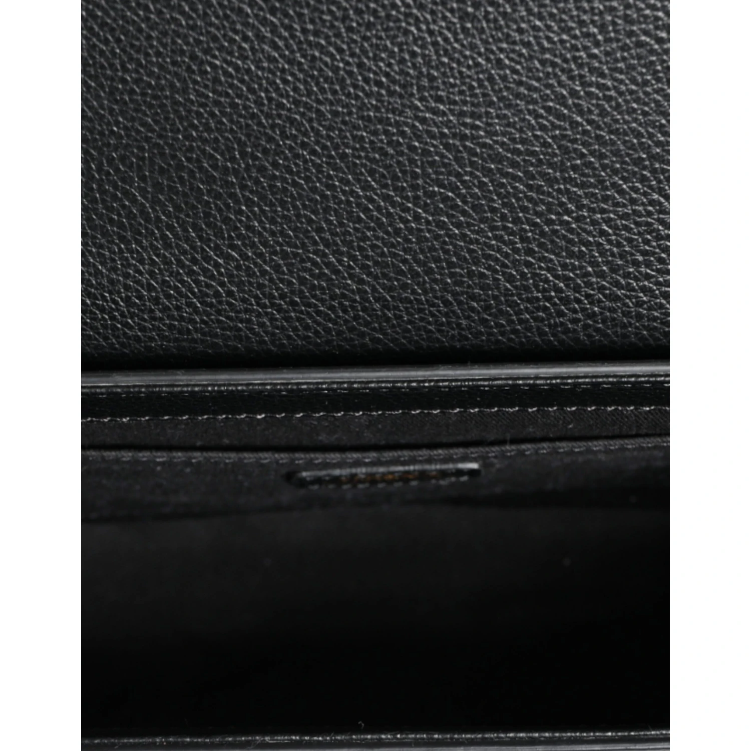 Black Grainy Calf Leather Logo Crossbody Shoulder Bag