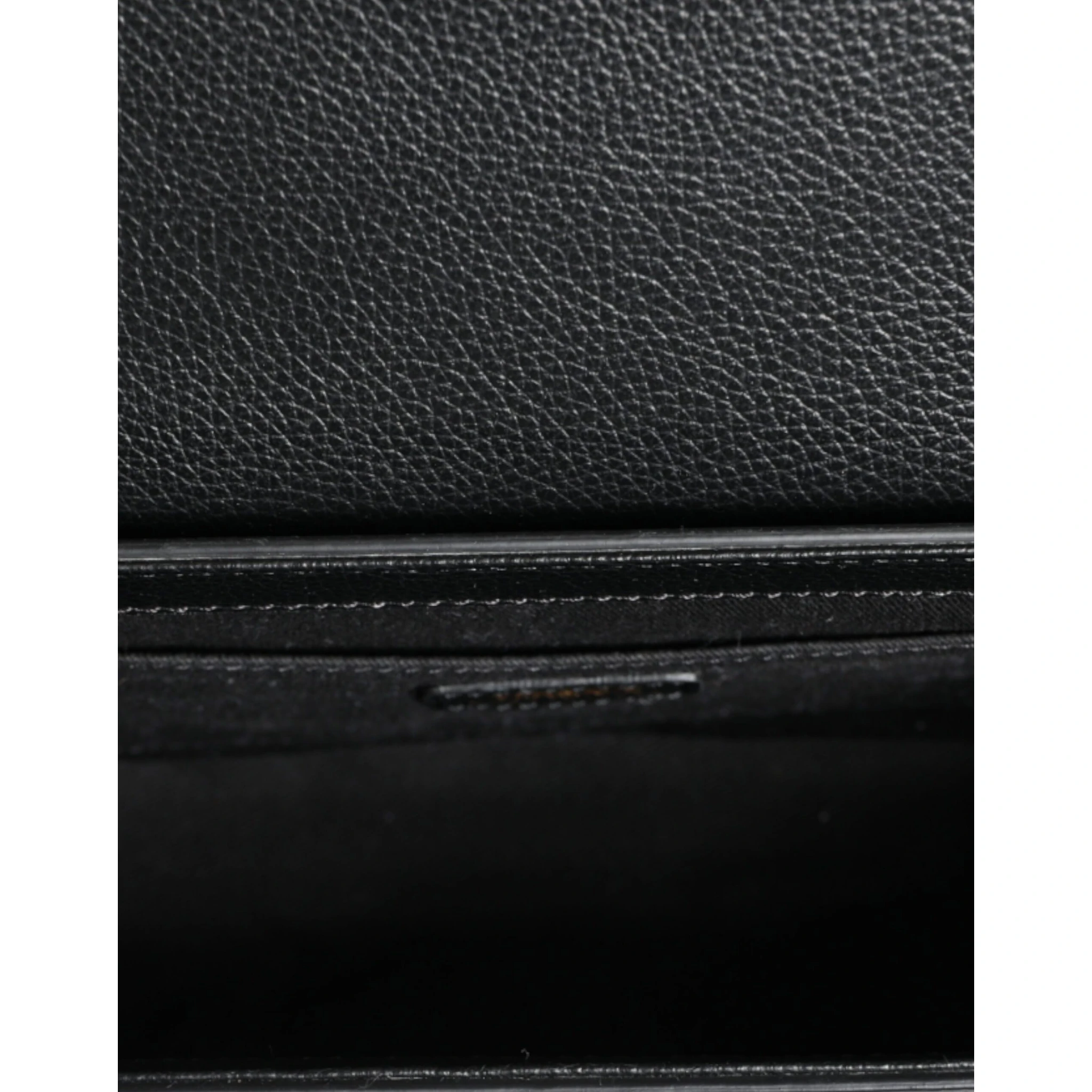 Black Grainy Calf Leather Logo Crossbody Shoulder Bag