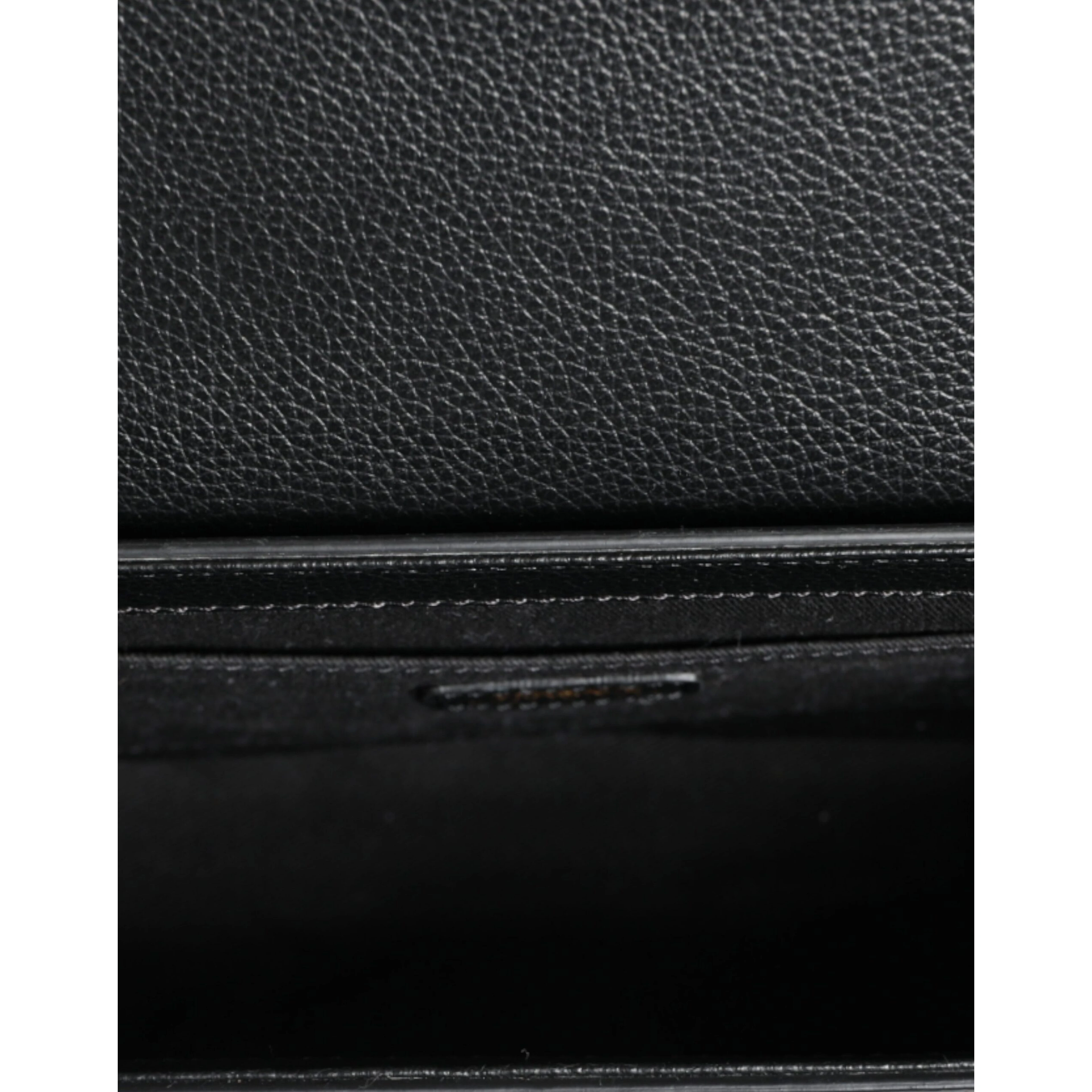 Black Grainy Calf Leather Logo Crossbody Shoulder Bag