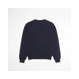 كنزة صوفية زرقاء داكنة برقبة دائرية