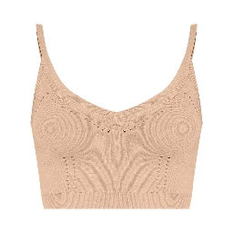 Fine-knit Cropped Top In Neutrals