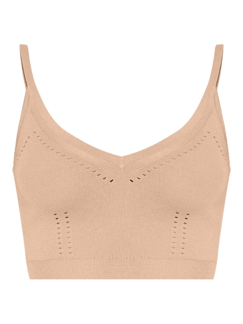 Fine-knit Cropped Top In Neutrals