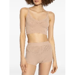 Fine-knit Cropped Top In Neutrals