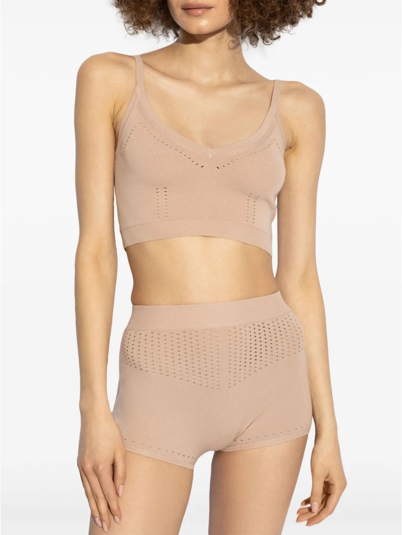 Fine-knit Cropped Top In Neutrals