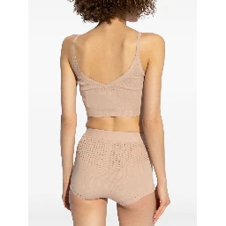 Fine-knit Cropped Top In Neutrals