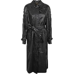 Leather Trench Coat In Black