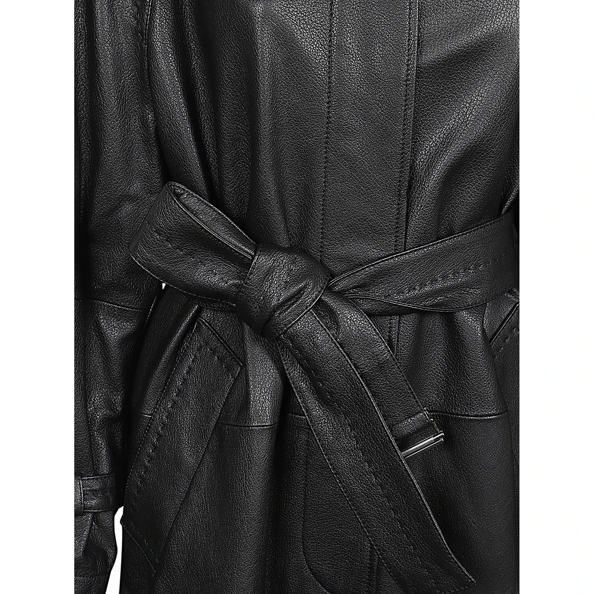 Leather Trench Coat In Black