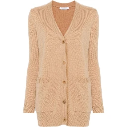 Cashmere-wool Blend Villar Cardigan With Sequin Motif In Brown