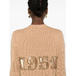 Cashmere-wool Blend Villar Cardigan With Sequin Motif In Brown